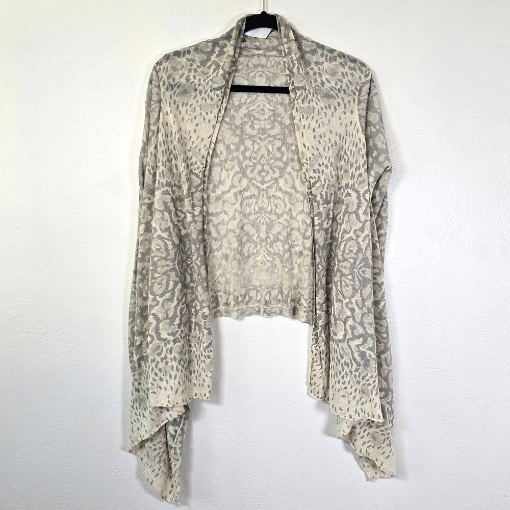 Zadig & Voltaire Cardigan Womens O/S Gray Cream Linen Blend Coastal Boho Neutral